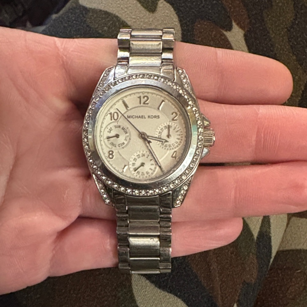 Michael Kors Silver Watch with Crystal Accents